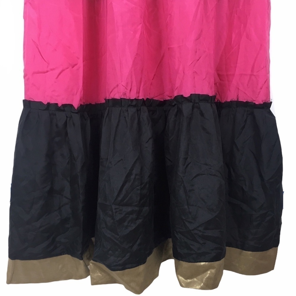 BB DAKOTA Sun Dress 100% Silk Maxi Tiered Bright Colorblock Vacay Summer Medium - Picture 4 of 12